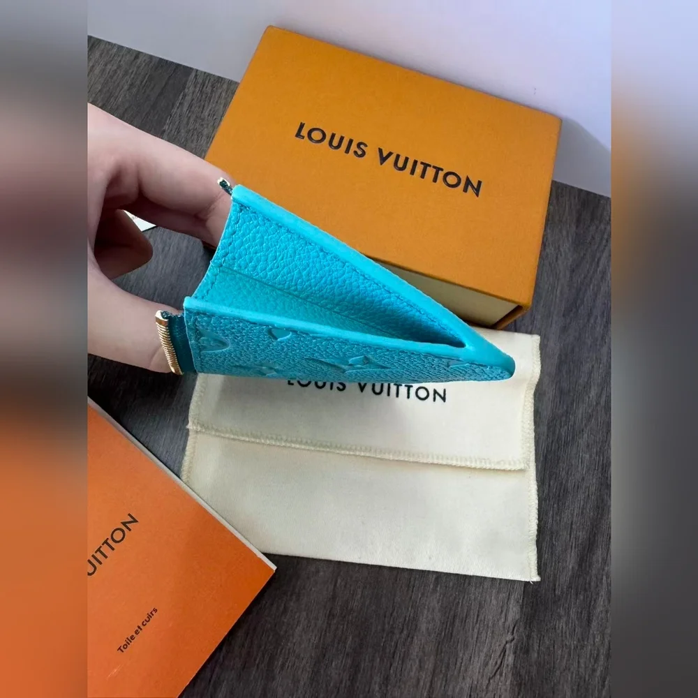 Louis Vuitton Multicolor Monogram Card Holder in Teal & White